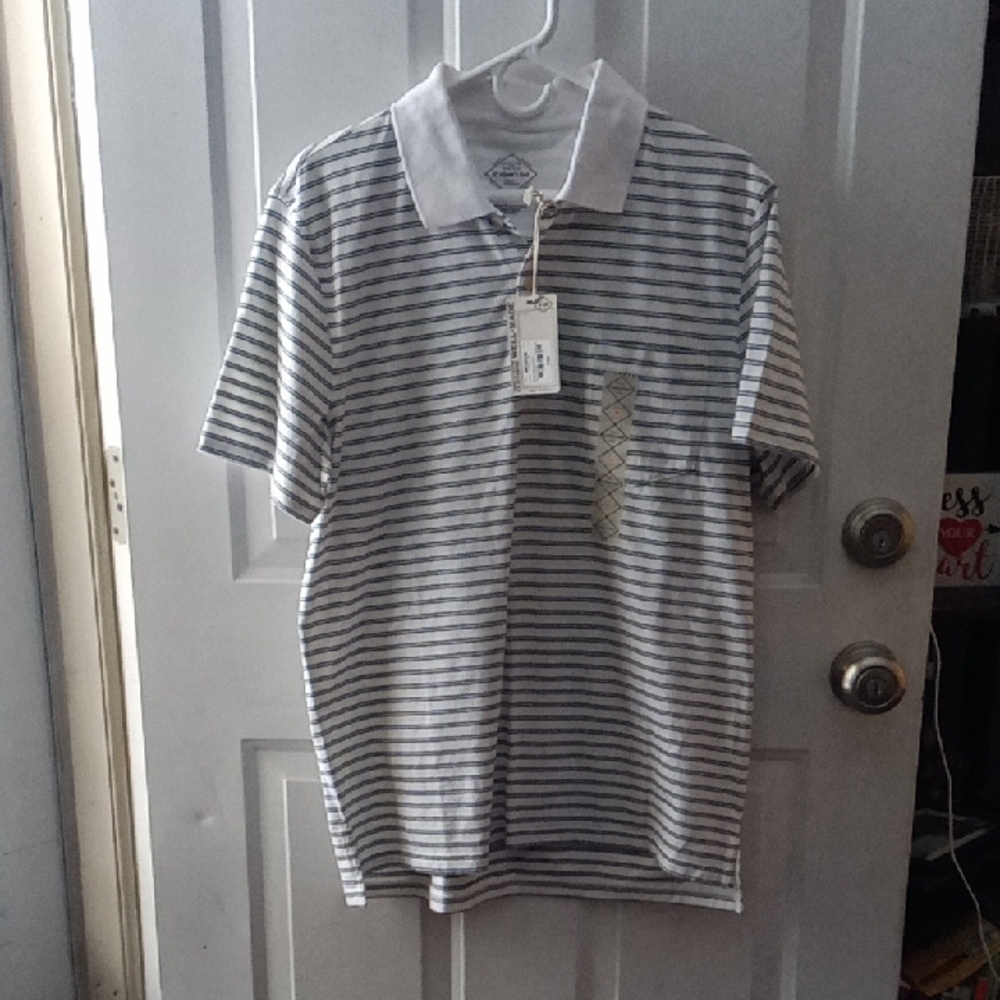 Striped Polo Shirt - Blue and White